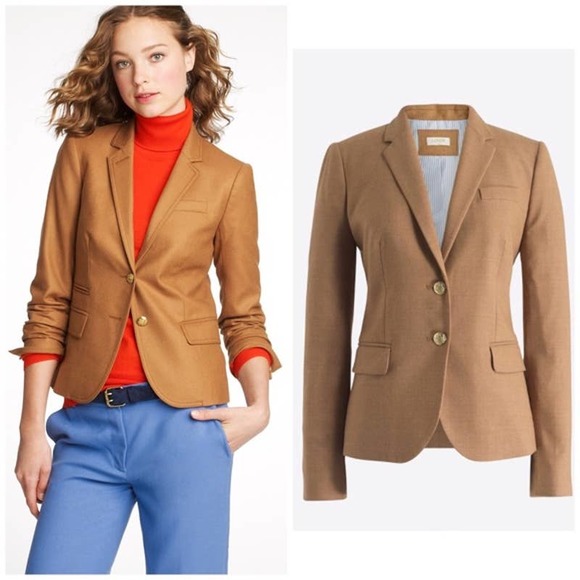 J. Crew Camel Tan Schoolboy Blazer 6 2 Button Sport Coat Wool Blend Lined Prep